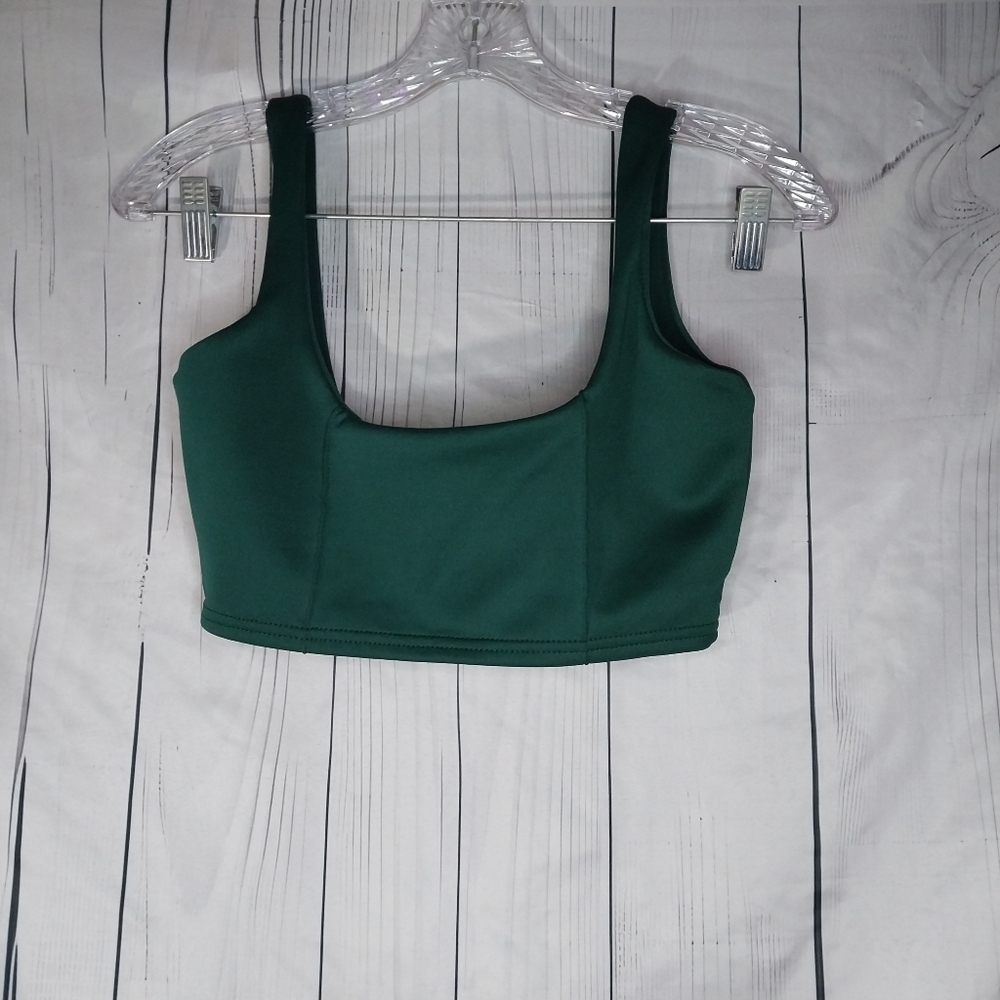 PrettyLittleThing Forest Green Square Neck Full Zip Back Tank Top